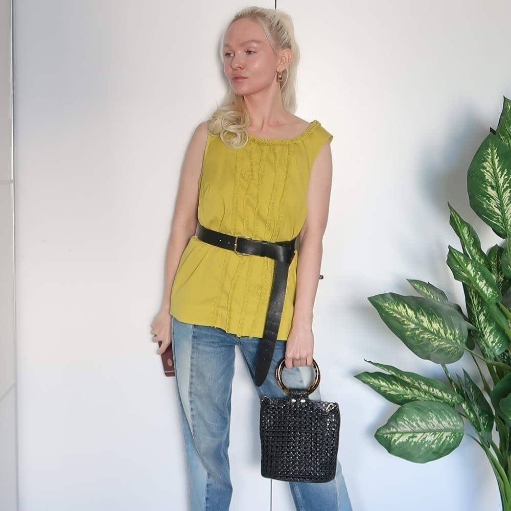 Alfani Salad Green Tank Top With Little Ruffles